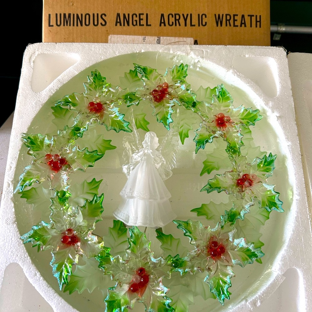 Luminous Angel acrylic wreath for Christmas.